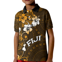 Fiji Masi With Hibiscus Tapa Tribal Kid Polo Shirt Gold Version LT01 Kid Gold - Polynesian Pride