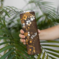 Fiji Masi Skinny Tumbler Fijian Hibiscus Tapa Gold Version LT01 - Polynesian Pride