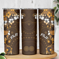 Fiji Masi Skinny Tumbler Fijian Hibiscus Tapa Gold Version LT01 - Polynesian Pride
