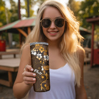 Fiji Masi Skinny Tumbler Fijian Hibiscus Tapa Gold Version LT01 - Polynesian Pride