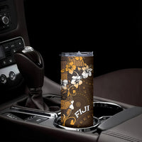 Fiji Masi Skinny Tumbler Fijian Hibiscus Tapa Gold Version LT01 - Polynesian Pride