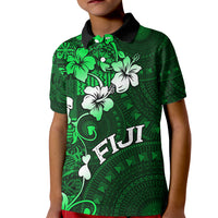 Fiji Masi Kid Polo Shirt Fijian Hibiscus Tapa Green Version LT01 Kid Green - Polynesian Pride
