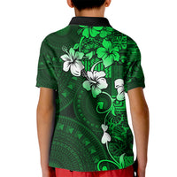 Fiji Masi Kid Polo Shirt Fijian Hibiscus Tapa Green Version LT01 - Polynesian Pride