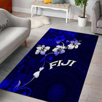 Fiji Masi Area Rug Fijian Hibiscus Navy Blue Gold Version LT01 - Polynesian Pride
