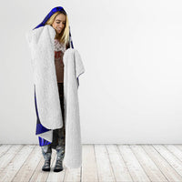 Fiji Masi Hooded Blanket Fijian Hibiscus Navy Blue Gold Version LT01 - Polynesian Pride