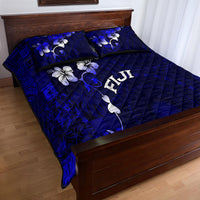 Fiji Masi Quilt Bed Set Fijian Hibiscus Navy Blue Gold Version LT01 - Polynesian Pride