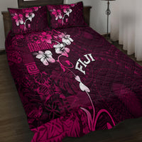 Fiji Masi Quilt Bed Set Fijian Hibiscus Tapa Pink Version LT01 - Polynesian Pride
