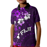 Fiji Masi Kid Polo Shirt Fijian Hibiscus Tapa Purple Version LT01 Kid Purple - Polynesian Pride