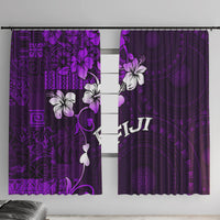 Fiji Masi Window Curtain Fijian Hibiscus Tapa Purple Version LT01 With Hooks Purple - Polynesian Pride