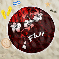 Fiji Masi Beach Blanket Fijian Hibiscus Tapa Red Version LT01 One Size 150cm Red - Polynesian Pride