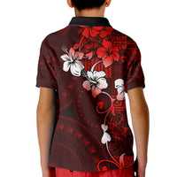 Fiji Masi Kid Polo Shirt Fijian Hibiscus Tapa Red Version LT01 - Polynesian Pride