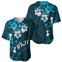 Fiji Masi Baseball Jersey Fijian Hibiscus Tapa Sky Blue Version LT01 - Polynesian Pride