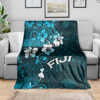 Fiji Masi Blanket Fijian Hibiscus Tapa Sky Blue Version LT01 - Polynesian Pride
