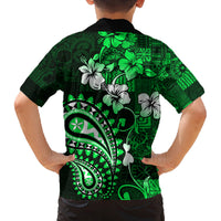 Fiji Masi Paisley With Hibiscus Tapa Family Matching Summer Maxi Dress and Hawaiian Shirt Green Version LT01 - Polynesian Pride