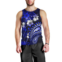 Fiji Masi Paisley With Hibiscus Tapa Men Tank Top Navy Blue Version LT01 - Polynesian Pride