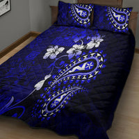 Fiji Masi Paisley With Hibiscus Tapa Quilt Bed Set Navy Blue Version LT01 - Polynesian Pride