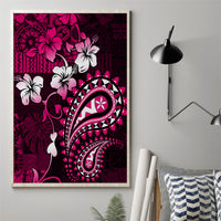 Fiji Masi Paisley With Hibiscus Tapa Canvas Wall Art Pink Version LT01 - Polynesian Pride