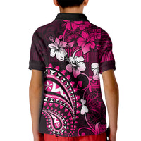 Fiji Masi Paisley With Hibiscus Tapa Kid Polo Shirt Pink Version LT01 - Polynesian Pride