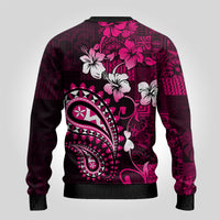 Fiji Masi Paisley With Hibiscus Tapa Ugly Christmas Sweater Pink Version LT01 - Polynesian Pride