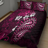 Fiji Masi Paisley With Hibiscus Tapa Quilt Bed Set Pink Version LT01 - Polynesian Pride