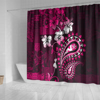 Fiji Masi Paisley With Hibiscus Tapa Shower Curtain Pink Version LT01 - Polynesian Pride