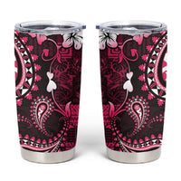 Fiji Masi Paisley With Hibiscus Tapa Tumbler Cup Pink Version LT01 Pink - Polynesian Pride