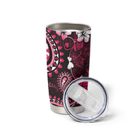 Fiji Masi Paisley With Hibiscus Tapa Tumbler Cup Pink Version LT01 - Polynesian Pride