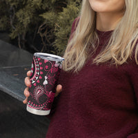 Fiji Masi Paisley With Hibiscus Tapa Tumbler Cup Pink Version LT01 - Polynesian Pride
