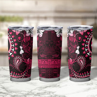 Fiji Masi Paisley With Hibiscus Tapa Tumbler Cup Pink Version LT01 - Polynesian Pride