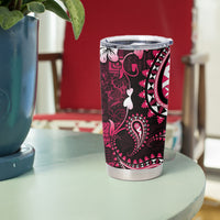 Fiji Masi Paisley With Hibiscus Tapa Tumbler Cup Pink Version LT01 - Polynesian Pride