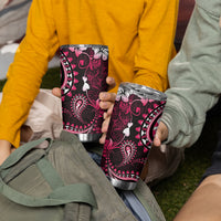 Fiji Masi Paisley With Hibiscus Tapa Tumbler Cup Pink Version LT01 - Polynesian Pride