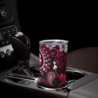 Fiji Masi Paisley With Hibiscus Tapa Tumbler Cup Pink Version LT01 - Polynesian Pride