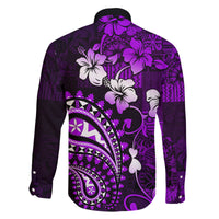 Fiji Masi Paisley Family Matching Mermaid Dress and Hawaiian Shirt Fijian Hibiscus Tapa Purple Version LT01 - Polynesian Pride