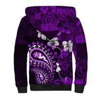 Fiji Masi Paisley Sherpa Hoodie Fijian Hibiscus Tapa Purple Version LT01 - Polynesian Pride