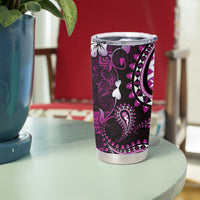 Fiji Masi Paisley Tumbler Cup Fijian Hibiscus Tapa Purple Version LT01 - Polynesian Pride