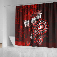 Fiji Masi Paisley Shower Curtain Fijian Hibiscus Tapa Red Version LT01 - Polynesian Pride