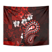 Fiji Masi Paisley Tapestry Fijian Hibiscus Tapa Red Version LT01 - Polynesian Pride