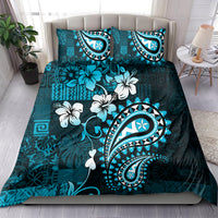 Fiji Masi Paisley Bedding Set Fijian Hibiscus Tapa Sky Blue Version LT01 - Polynesian Pride