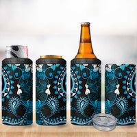 Fiji Masi Paisley 4 in 1 Can Cooler Tumbler Fijian Hibiscus Tapa Sky Blue Version