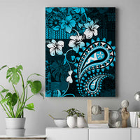 Fiji Masi Paisley Canvas Wall Art Fijian Hibiscus Tapa Sky Blue Version LT01 Blue - Polynesian Pride