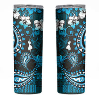Fiji Masi Paisley Skinny Tumbler Fijian Hibiscus Tapa Sky Blue Version