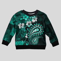 Fiji Masi Paisley Kid Ugly Christmas Sweater Fijian Hibiscus Tapa Turquoise Version LT01 Kid Turquoise - Polynesian Pride