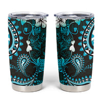 Fiji Masi Paisley Tumbler Cup Fijian Hibiscus Tapa Turquoise Version LT01 Turquoise - Polynesian Pride