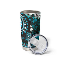 Fiji Masi Paisley Tumbler Cup Fijian Hibiscus Tapa Turquoise Version LT01 - Polynesian Pride