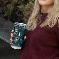 Fiji Masi Paisley Tumbler Cup Fijian Hibiscus Tapa Turquoise Version LT01 - Polynesian Pride