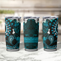 Fiji Masi Paisley Tumbler Cup Fijian Hibiscus Tapa Turquoise Version LT01 - Polynesian Pride
