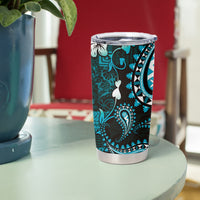 Fiji Masi Paisley Tumbler Cup Fijian Hibiscus Tapa Turquoise Version LT01 - Polynesian Pride
