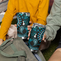 Fiji Masi Paisley Tumbler Cup Fijian Hibiscus Tapa Turquoise Version LT01 - Polynesian Pride