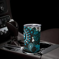 Fiji Masi Paisley Tumbler Cup Fijian Hibiscus Tapa Turquoise Version LT01 - Polynesian Pride