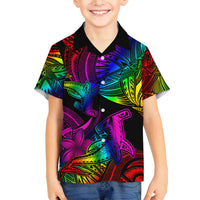 LGBT History Month Family Matching Summer Maxi Dress and Hawaiian Shirt Polynesian Hammerhead Shark LT01 Son's Shirt Rainbow - Polynesian Pride